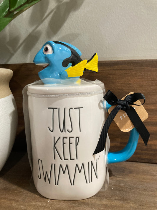 Disney Pixar Finding Nemo Dory "Just Keep Swimming" Rae Dunn Mug