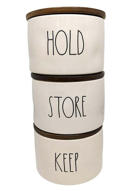 Rae Dunn "Keep, Hold, Store" Tower Storage Containers