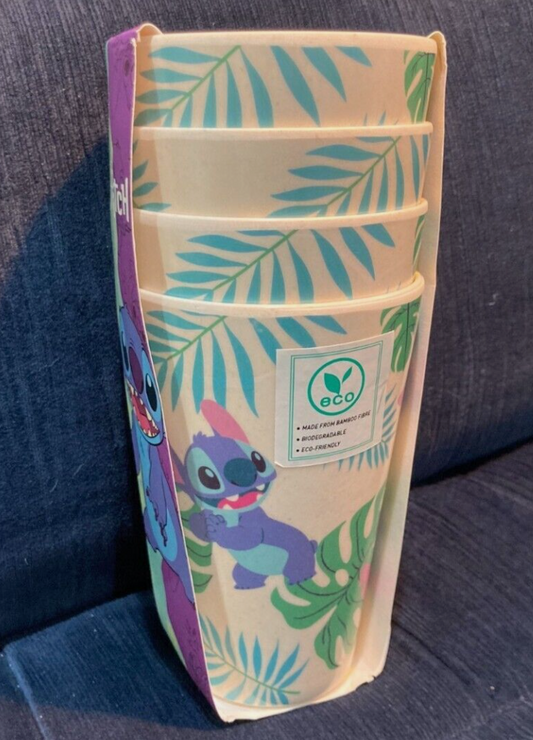 Disney Lilo and Stitch Tropical Bamboo Cups, Set of 4