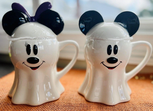 Disney Mickey and Minnie Mouse Ghost Mugs